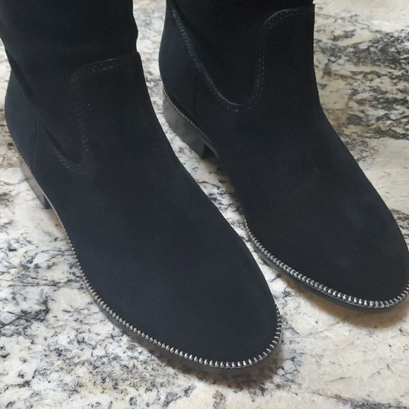 Michael Kors Black Suede Bayview Riding Boot Knee High Sz 7 - Picture 5 of 16